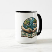 Save Our Planet Crying Earth Eco Awareness  マグカップ (正面右)