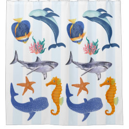 Save Our Seas | 危ない海の生き物たち キッズ シャワーカーテン