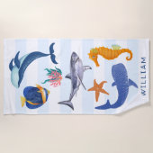 Save Our Seas | 絶滅危惧種の海洋動物 キッズ ビーチタオル (正面)