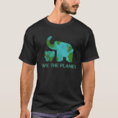 Save Planet Elephant Nature Climate Protect Hour D Tシャツ (正面)