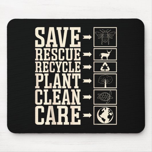 Save Rescue Recycle Plant Clean Care  マウスパッド (正面)