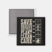 Save Rescue Recycle Plant Clean Care  マグネット (正面/裏面)