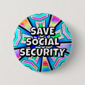 SAVE SOCIAL SECURITY (you may change the words) 缶バッジ (正面)