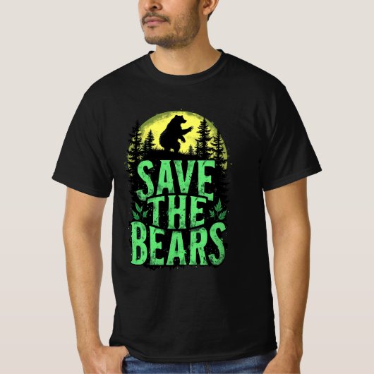 Save The Bears Wildlife Conservation Grunge Forest Tシャツ (正面)