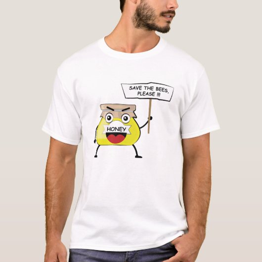 Save The Bees - ハニーキャラクターによるアクティビズムへの訴え Tシャツ (正面)