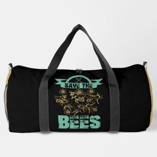 Save The Bees Floral Graphic ダッフルバッグ (裏面)
