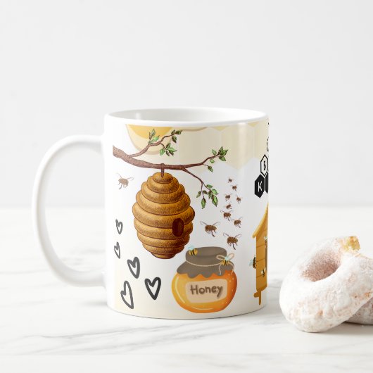Save the Bees Inspirational Bee Honey Lover Gift  コーヒーマグカップ (ドーナツ)