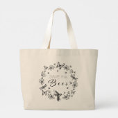 Save the Bees Jumbo Tote Design in Black ラージトートバッグ (裏面)