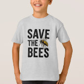 Save the Bees Kids Gray T-Shirt - Eco-Friendly Tシャツ (正面)