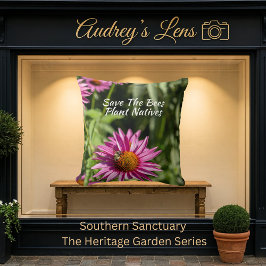 Save The Bees Plant Natives Floral クッション