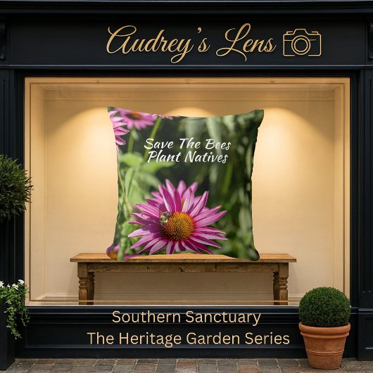 Save The Bees Plant Natives Floral クッション