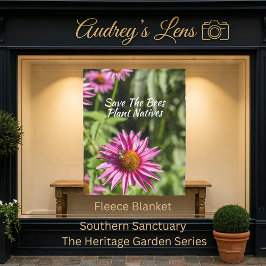 Save The Bees Plant Natives Floral フリースブランケット