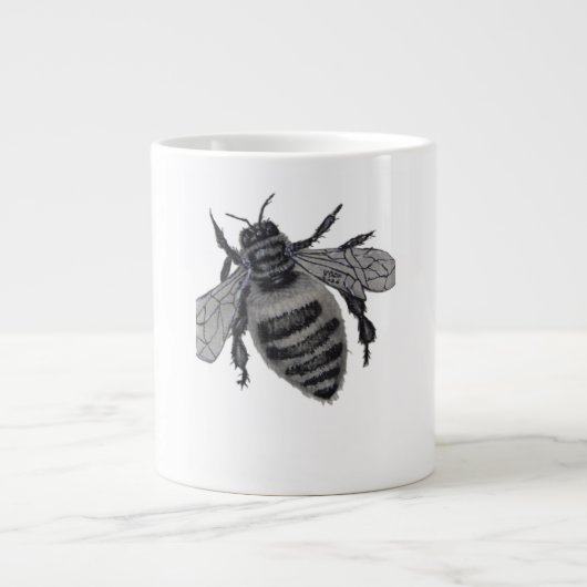 Save the Bees: Realistic Hand-Drawn Honey Bee Art ジャンボコーヒーマグカップ (正面)