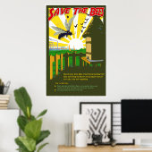 Save The Bees - Vintage Style Poster ポスター (ホームオフィス)