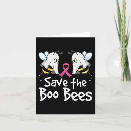 Save The Boo Bees の乳がん啓発ハロウィン カード (正面)