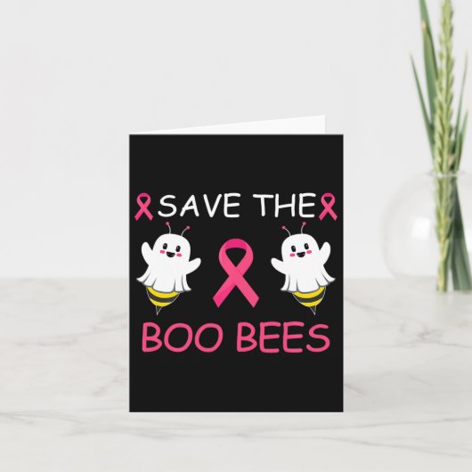 Save The Boo Bees Halloween Fun Breast Cancer Awar カード (正面)