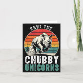 Save The Chubby Unicorns Funny Retro Rhino Animal  カード (正面)