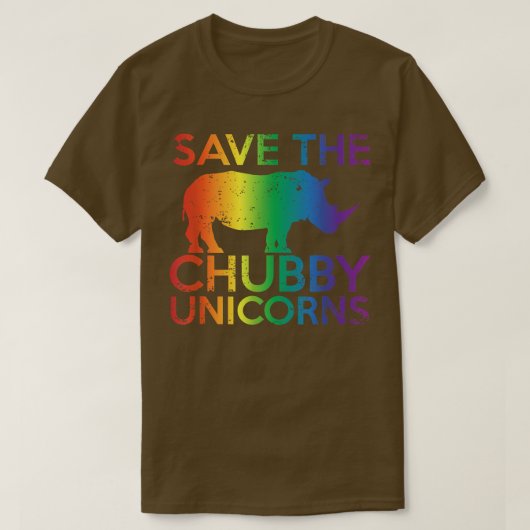 Save The Chubby Unicorns Rainbow Rhinos Tシャツ (デザイン正面)