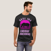 Save The Chubby Unicorns Retro Style Rhino Tシャツ (正面フル)