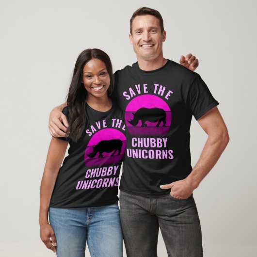 Save The Chubby Unicorns Retro Style Rhino Tシャツ (ユニセックス)