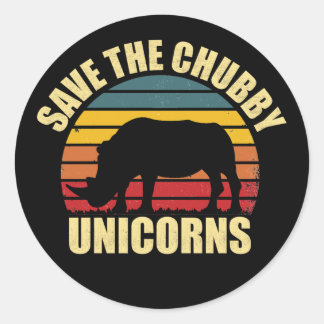 Save the Chubby Unicorns rhino lovers ラウンドシール