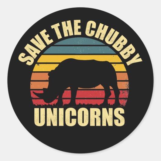 Save the Chubby Unicorns rhino lovers ラウンドシール (正面)