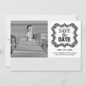 Save the Dateのお知らせ {シルバーチェブロン} 招待状 (正面)