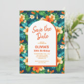 Save The Dateハワイアン熱帯誕生日 招待状 (スタンド正面)