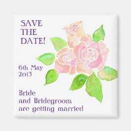 'Save the Date'マグネット、ヴィンテージピンクローズ マグネット