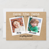 Save the Date幼少期の写真おもしろい素朴Boho 招待状 (正面)