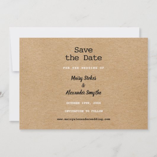 Save the Date幼少期の写真おもしろい素朴Boho 招待状 (裏面)