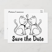 Save the Date白黒結婚のCats婚約 ポストカード (正面/裏面)