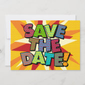 SAVE THE DATE あなたのメッセージ スピーチバブル 楽しい 案内状 (正面)