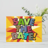 SAVE THE DATE あなたのメッセージ スピーチバブル 楽しい 案内状 (スタンド正面)