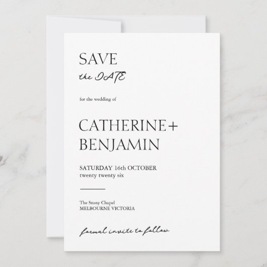 「Save the Date」は、時代を超える魅力とエレガンスを備えたデザインです セーブザデート (正面)