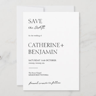 「Save the Date」は、時代を超える魅力とエレガンスを備えたデザインです セーブザデート