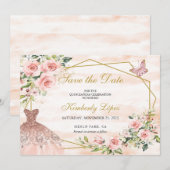 Save the Date ほのかなピンクの花 セーブザデート (正面/裏面)