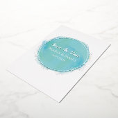 Save The Date アクア ティール ウォーターカラー シルバー 箔招待状 (回転した状態)