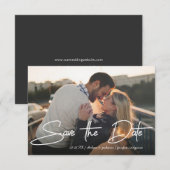 Save the Date ウェディング おしゃれなペンストロークスクリプト 招待状 (正面/裏面)