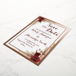 Save the Date ウェディング パンパス グラス ローズゴールド 箔招待状