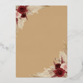 Save the Date ウェディング パンパス グラス ローズ ゴールド 箔招待状 (裏面)