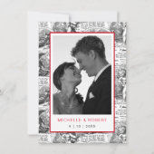 Save the Date エレガントなアンティーク風のキューピッドの写真 招待状 (正面)