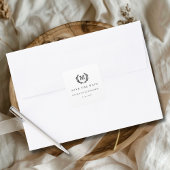 Save The Date! エレガントなクレストモノグラム 白 スクエアシール