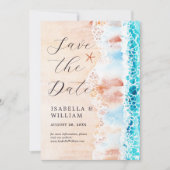 Save The Date エレガントな水彩画のビーチペイント セーブザデート (正面)