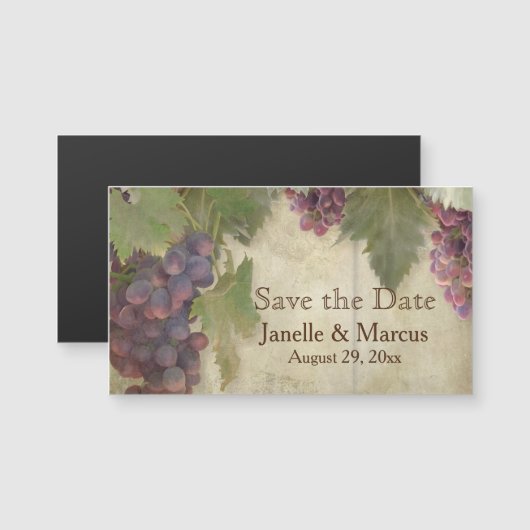Save the Date エレガント Vineyard素朴ワイナリー秋 (正面/裏面)