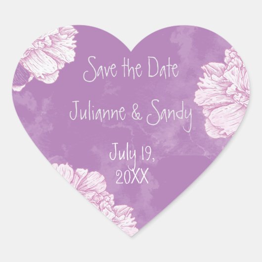 Save the Date オリジナル フラワー フローラル ハートシール (正面)