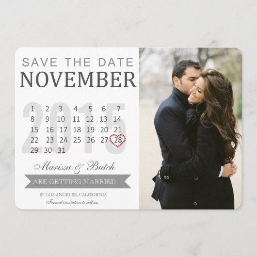 Save the Date カレンダー アナウンスメント | 結婚式 セーブザデート (正面)