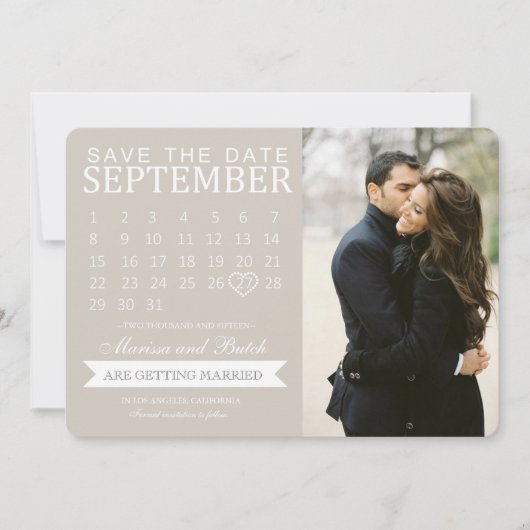 Save the Date カレンダー アナウンスメント | 結婚式 招待状 (正面)