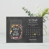 Save the Date カレンダー ハート メイソンジャー 黒板 セーブザデート (スタンド正面)