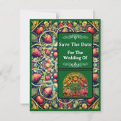 Save The Date カード イチゴの花柄 (正面)